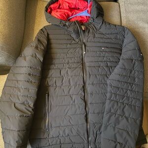 Tommy Hilfiger Black and Red Puffer Jacket